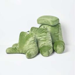 Homescapes Memory Foam Reading Pillow With Velvet Cover - Green - thumbnail 4