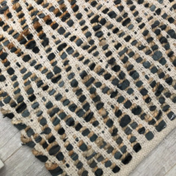 Grey Leather Jute Rug 75CM X 135CM - Grey - thumbnail 2