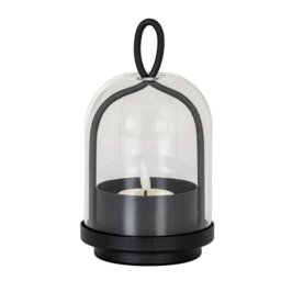 Nyx Large Candle Holder with Glass Cloche Elegant Retail Display Accent - Black - thumbnail 4