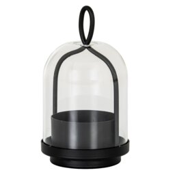 Nyx Large Candle Holder with Glass Cloche Elegant Retail Display Accent - Black - thumbnail 2