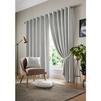Wold Eyelet Ring Top Curtains - Latte/White / 228cm / 183cm - image 1