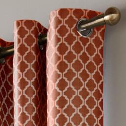 Wold Eyelet Ring Top Curtains - Latte/White / 228cm / 183cm - thumbnail 2