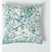Floral Garden Green Velvet Cushion 46 x 46 cm - Green