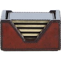 Leather Square Coaster with Gold Accent Edges - Chestnut - thumbnail 1