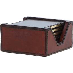 Leather Square Coaster with Gold Accent Edges - Chestnut - thumbnail 5