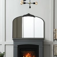 Crown Overmantle Metal Framed Arched Wall Mirror - Black - thumbnail 1
