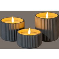 Luxe Collection Ribbed Medium LED Candle with Timer - Grey