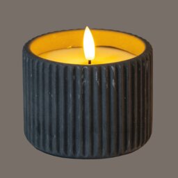Luxe Collection Ribbed Medium LED Candle with Timer - Grey - thumbnail 3