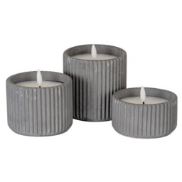 Luxe Collection Ribbed Medium LED Candle with Timer - Grey - thumbnail 4