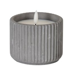 Luxe Collection Ribbed Medium LED Candle with Timer - Grey - thumbnail 2