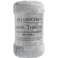 Dreamscene Mink Soft Faux Fur Throw Fleece Blanket - Silver / Large - 200 x 240cm