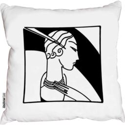 Art Deco Fashion Beauty Outdoor Cushion - Black / 60cm - thumbnail 2
