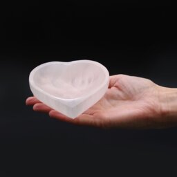 Selenite Heart Bowl 10cm Elegant Crystal Jewelry Storage - White - thumbnail 3