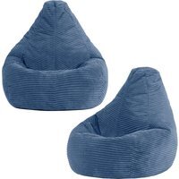 Children's Bean Bag Dalton Chair in Cord, Set of 2 - Blue