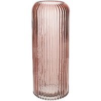 Glass Ribbed Cylinder Flower Vase - Old Pink - thumbnail 1
