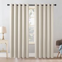 Blackout Curtains Pair Solid Colour Grommet Top Polyester - beige / 168cm / 229cm