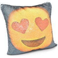 In Love Emoji Mermaid Sequin Fun Cushion - Orange