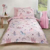 Unicorn Kingdom Duvet Cover with Pillowcase - Pink / Double