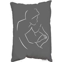 Drawing Of A Couple In One Line Outdoor Cushion - Grey - thumbnail 1
