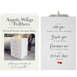 Memorial Sentimental Verse  Wooden Tea Light Holder - White - thumbnail 2