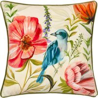 Nectar Garden Piped Edge Velvet Cushion - Bloom / Feather - image 1