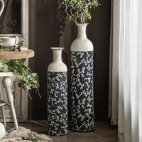 Elegant Iron Floral Floor Vase (Large) - Grey