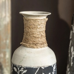 Elegant Iron Floral Floor Vase (Large) - Grey - thumbnail 2
