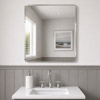 Trafalgar Frameless Square Large Wall Mounted Bathroom Mirror - Glass / 60cm