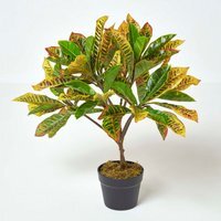 Homescapes Green 'Rushfoil' Artificial Croton Plant with Pot, 65 cm - Green - image 1