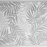 Grey and White Leaves Outdoor Camping Rug Mat - Grey & White