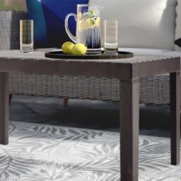 Grey and White Leaves Outdoor Camping Rug Mat - Grey & White - thumbnail 2