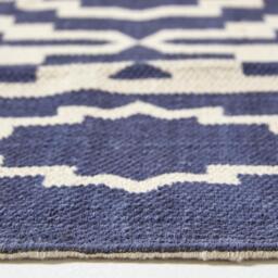Homescapes Halmstad Scandi Style Cotton Printed Rug - Blue / 200cm - thumbnail 3