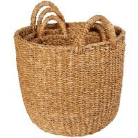 Set of 3 Bohemian Seagrass Baskets - Natural - thumbnail 1