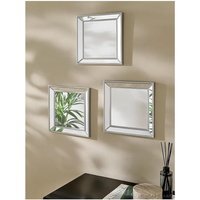 Set Of 3 Square Beaded Mirror - Silver