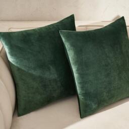 Pack Of Matte Velvet Cushion Covers - Forest Green / 45cm / 2 - thumbnail 3