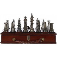 Hand Finished Luxury Leather Chess Set - Chestnut - thumbnail 1