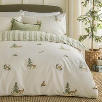 Charlecote Printed Cotton Duvet Cover Set King - Green/Natural