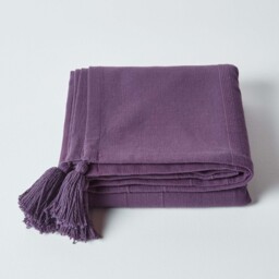 Homescapes Cotton Rajput Ribbed Throw - Purple / 360cm / 2.32kg - thumbnail 2