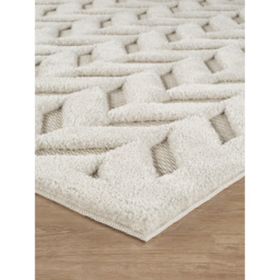 Freya Living Room Area Rug Contemporary 3D Embossed Modern Herringbone Design - Cream / 230cm - thumbnail 5