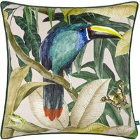 Rampha Velvet Piped Cushion - Green / Polyester