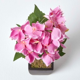 Homescapes Small Pink Artificial Hydrangea Flower in Black Pot, 38 cm Tall - Pink - thumbnail 4