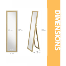 Rustic Full Length Mirror Freestanding Or Hanging - Natural Brown - thumbnail 2