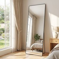 SONGMICS Full Length Floor Mirror, Rectangle Full Body Mirror with Stand - Ink Black