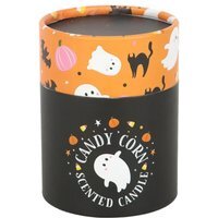 Sweet Spooky Candy Corn Candle with Ghost Design Halloween Decor - White - thumbnail 1