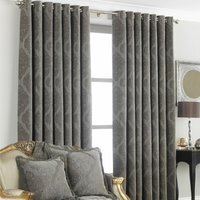Winchester Jacquard Eyelet Curtain Pair - Mocha / 183cm / 168cm