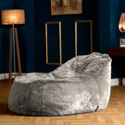 icon Faux Fur Dream Lounger Bean Bag Chair - Arctic Wolf Grey - thumbnail 2