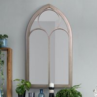 MirrorOutlet The Somerley Extra Large Rustic Metal Chapel Arched Mirror - Stone - image 1