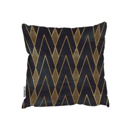 Gold Geometreic Lines Outdoor Cushion - Yellow / 60cm - thumbnail 2
