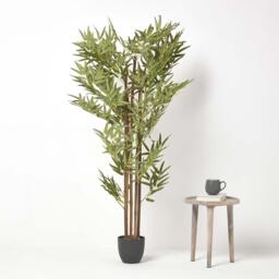 Homescapes Green 5ft Bamboo Tree Artificial Plant with Pot, 155 cm - Green (flowers), black (pot) - thumbnail 2