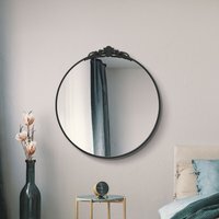 Crown Round Circular Wall Mirror - Black - thumbnail 1